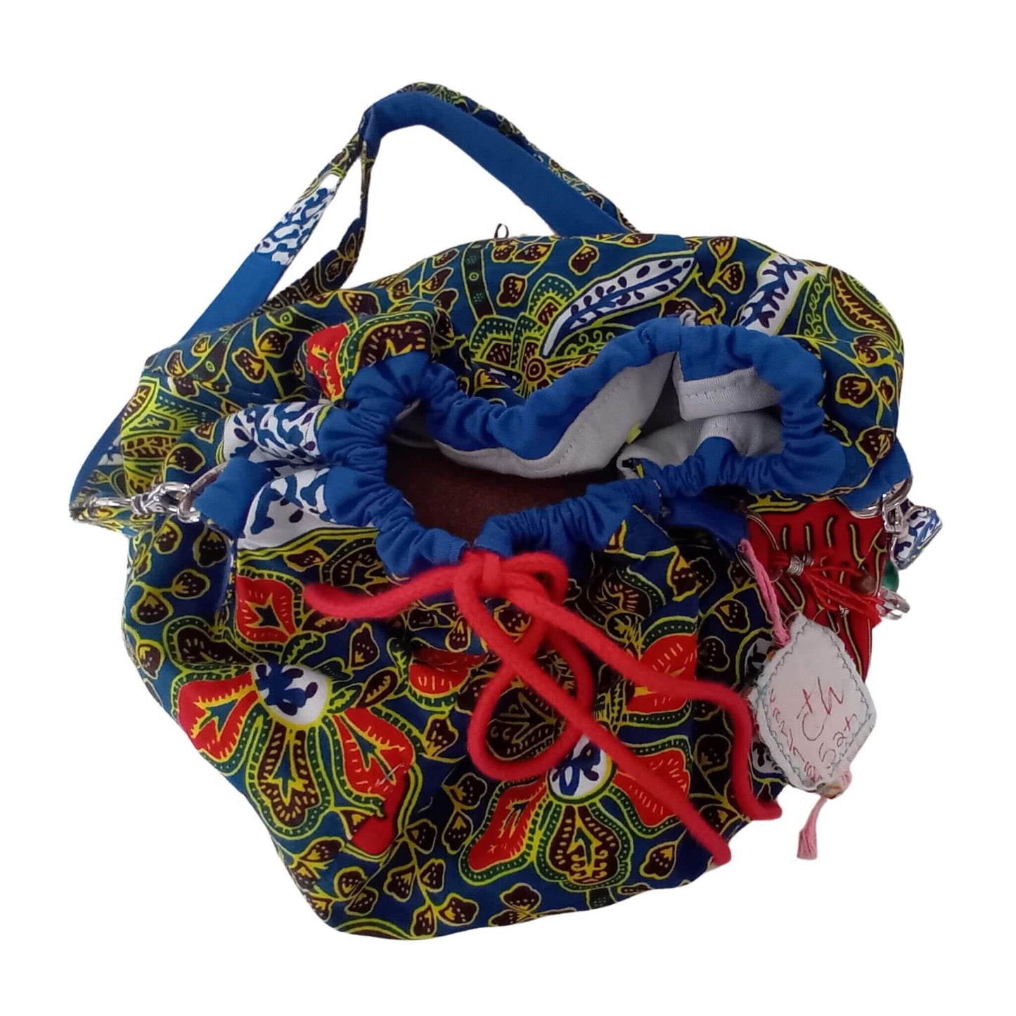 Unique Zero-Waste blue red and yellow African Print Rice Bag