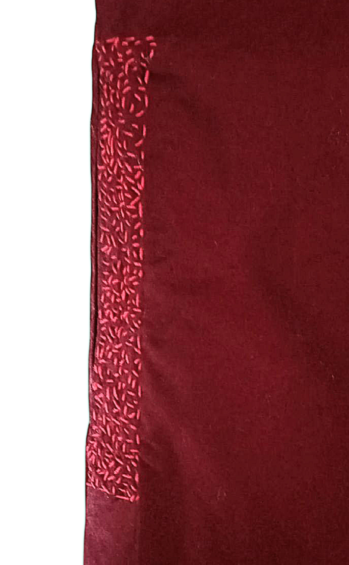 Hand Embroided Oneo Of a Kind Burgundy and African Printed Kimono