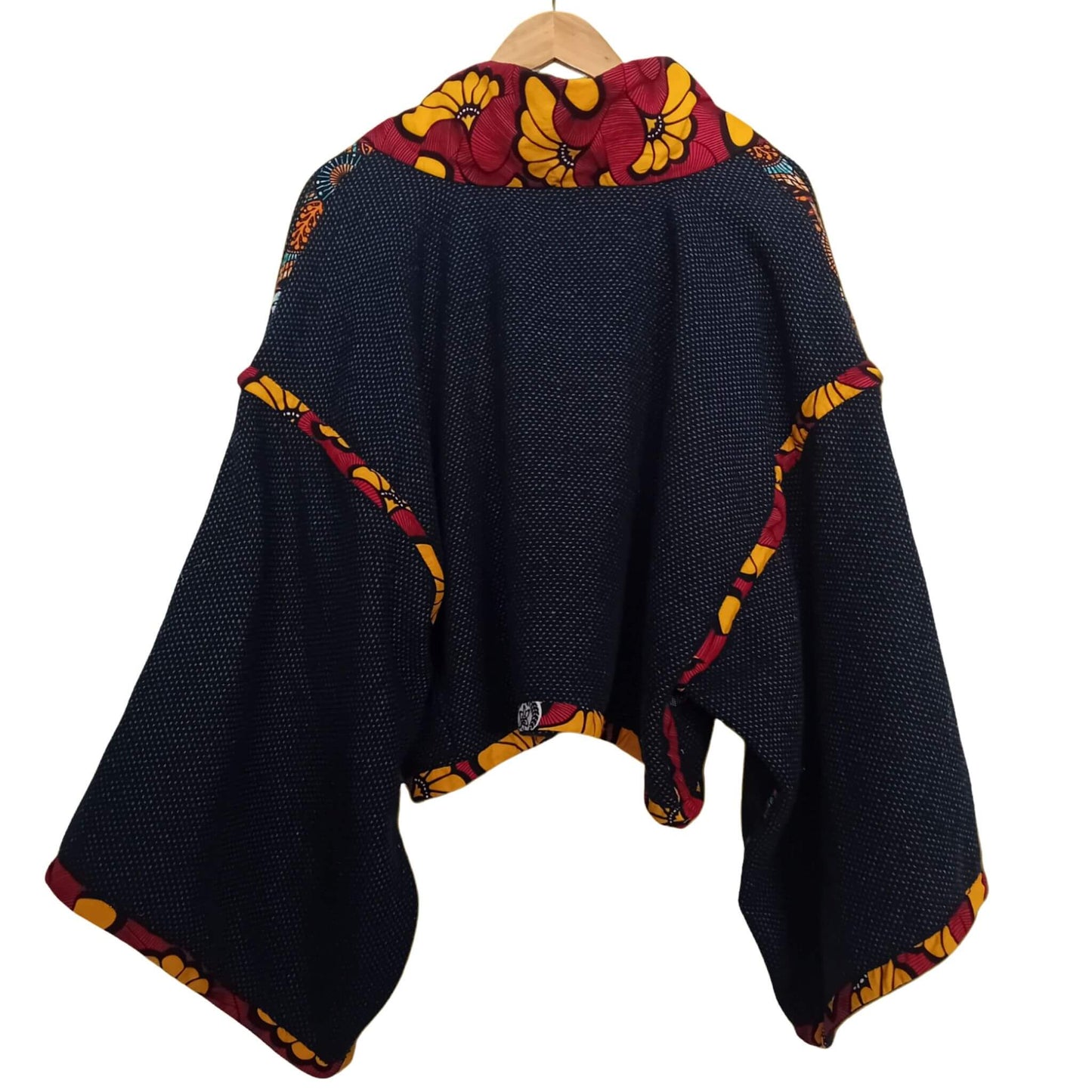 Black & Blue Wool Kimono