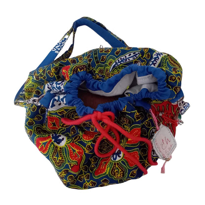 Unique Zero-Waste blue red and yellow African Print Rice Bag