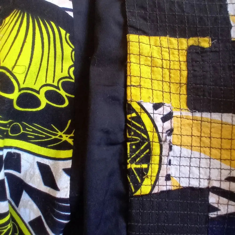 Handmade Zero-Waste Kimono – Bold African Print with Boro-Inspired Collar