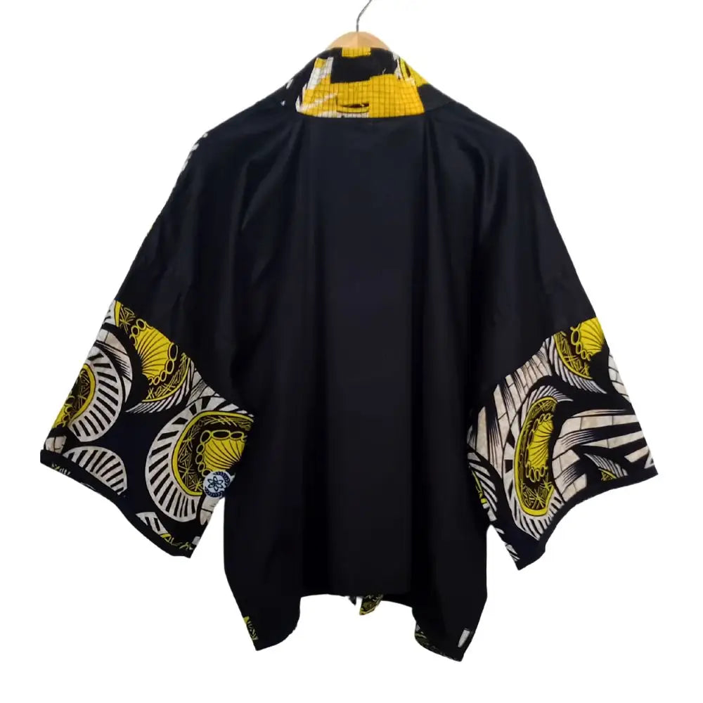 Handmade Zero-Waste Kimono – Bold African Print with Boro-Inspired Collar