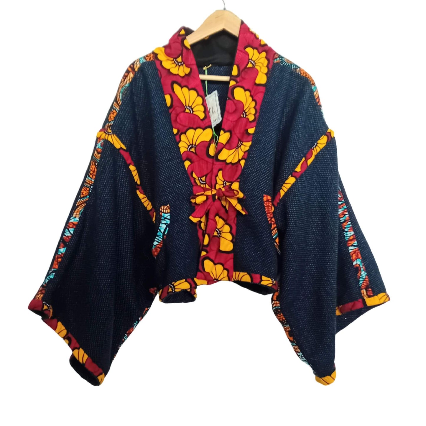 Black & Blue Wool Kimono